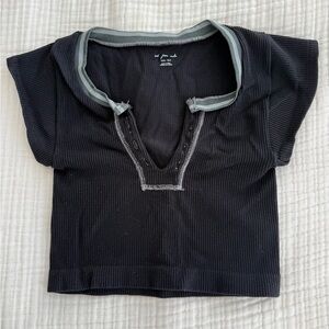 Urban Outfitters Black Go For Gold Seamless Cropped Top